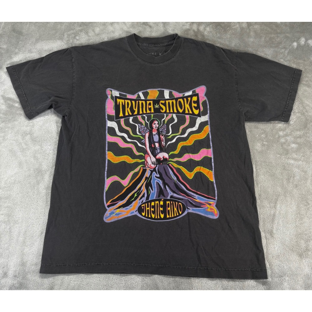 Jhene Aiko Tryna Smoke T-Shirt Mens Large Black Good Psychedelic Graphic Tee